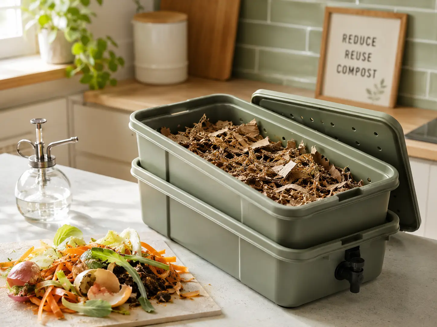 worm bin setup apartment.webp