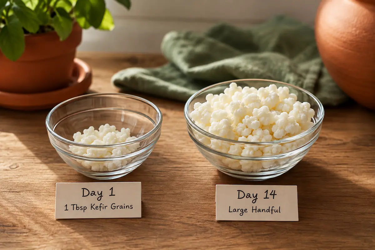 Comparison of a small and a larger milk kefir grain colony