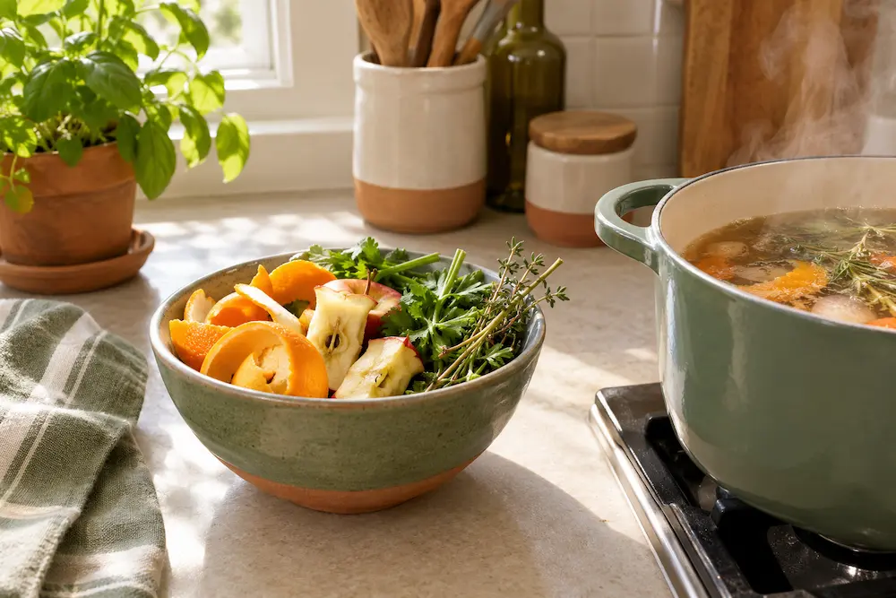 Zero waste simmer pot made from citrus peels and fruit scraps
