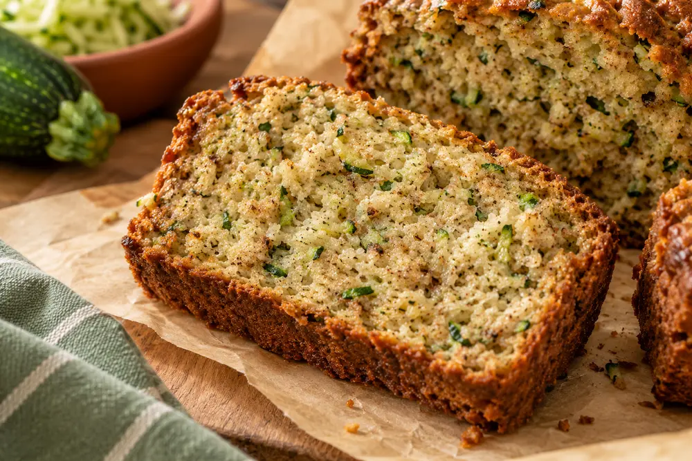 Slice of homemade zucchini bread